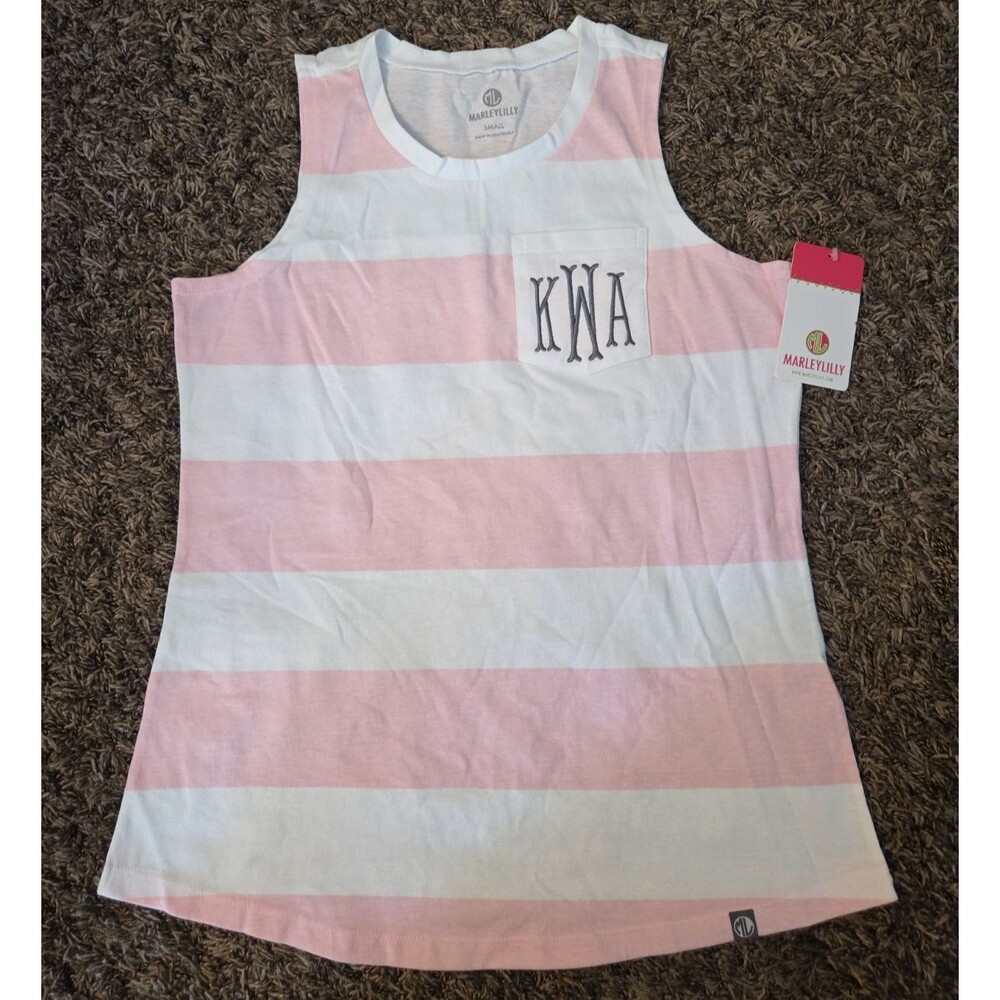 Marley Lilly Tank Top Women's Small Pink/White NWT